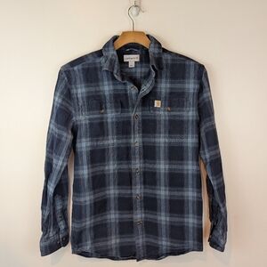 Carhartt Men's Long Sleeve Original Fit Flannel Plaid Shirt in Blue, Sz S
